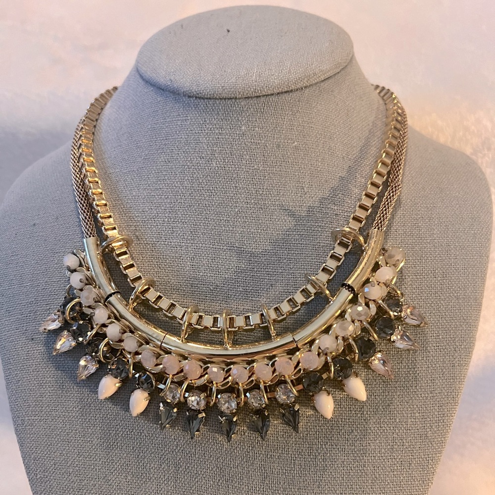 Express Woman’s Statement Goldtone Opalite Rhines… - image 1